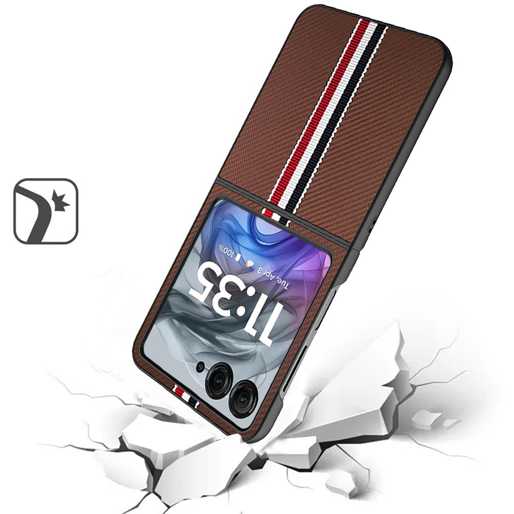 For Samsung Galaxy Z Fold 7 Velvet Fabric PU Vegan Leather, Premium Flip Design, Slim Snap-On Hard PC + TPU Case Cover Brown