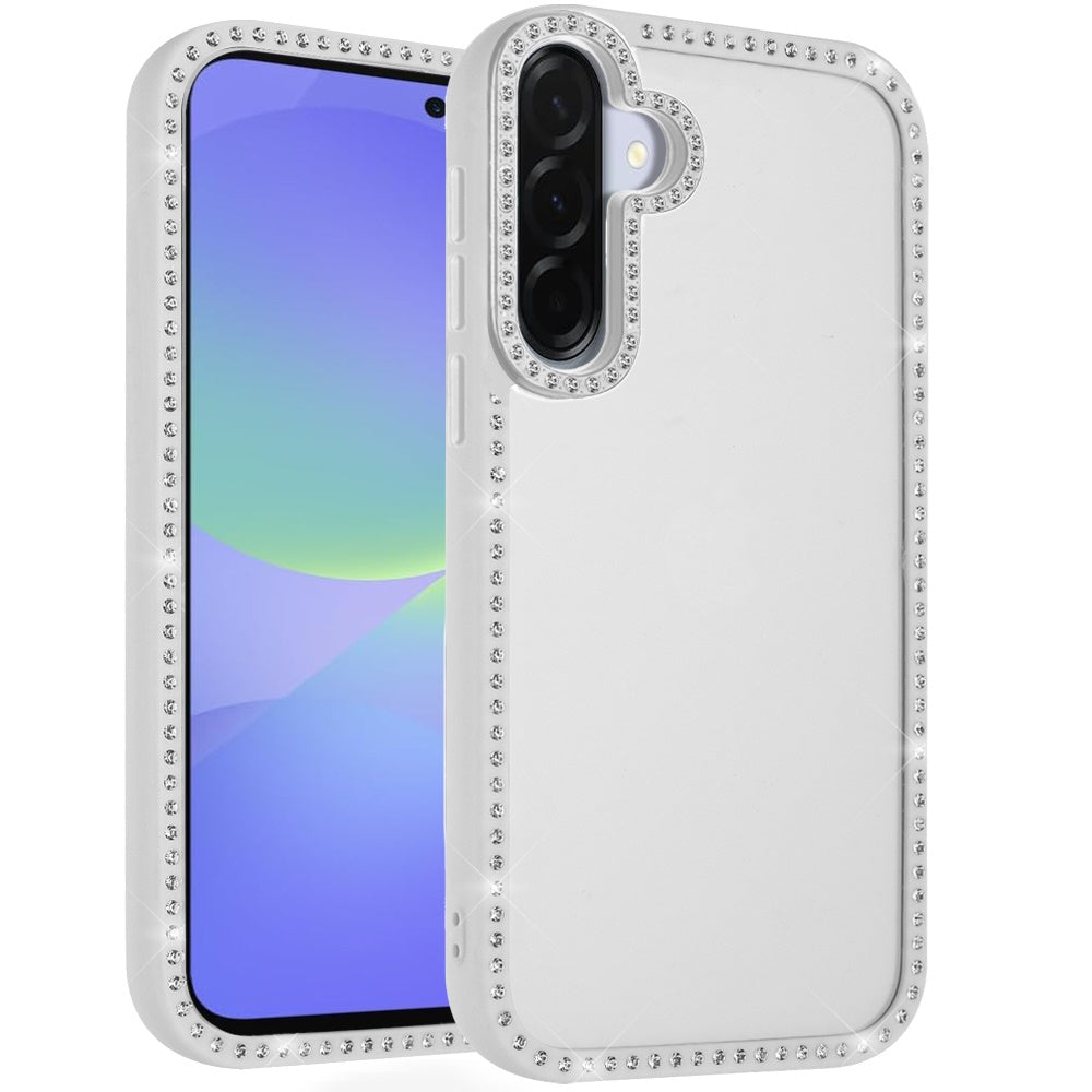 For Samsung Galaxy A36 Diamond Full Rhinestone Clear Hybrid Protective, Sparkly Bling Transparent Shockproof Bumper All Around Case Cover Clear