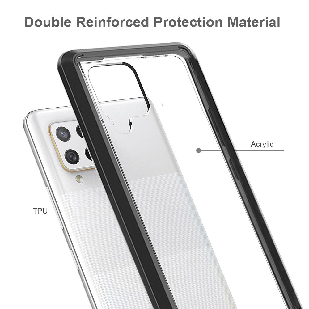 For Motorola Edge 2025 Hybrid Slim Crystal Clear, Shock-Absorption Durable Bumper TPU + Hard PC Back, Transparent Design Case Cover Black