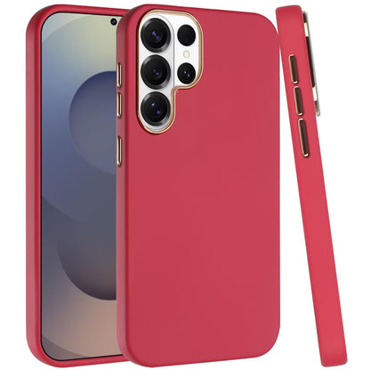 For Samsung Galaxy S26 Ultra Slim Classic Hybrid Around Rubber Gummy Gel Slick Hard PC Silicone TPU Chromed Button Case Cover