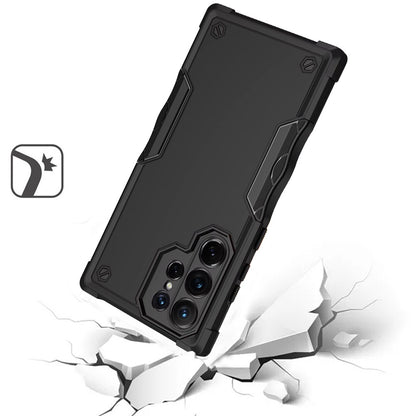 For Samsung Galaxy S23 Ultra Slim Fit Shockproof Hybrid with Slide Camera Window Covering, Rugged Tpu Silicone Hard PC Bumper Case Cover Black