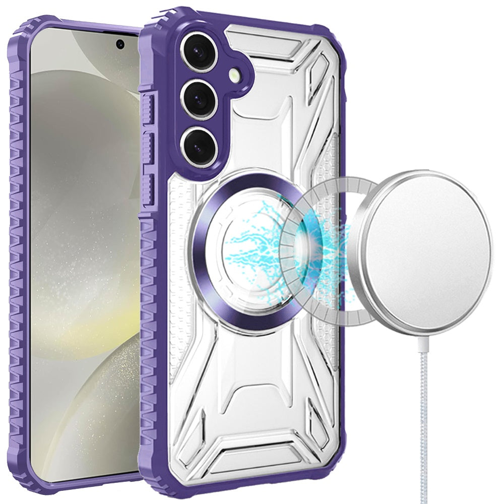 For Samsung Galaxy S25 /S24 Magnetic Circle Transparent Rugged Hybrid MagSafe Compatible Pattern Clear Shockproof Frame Bumper Case Cover