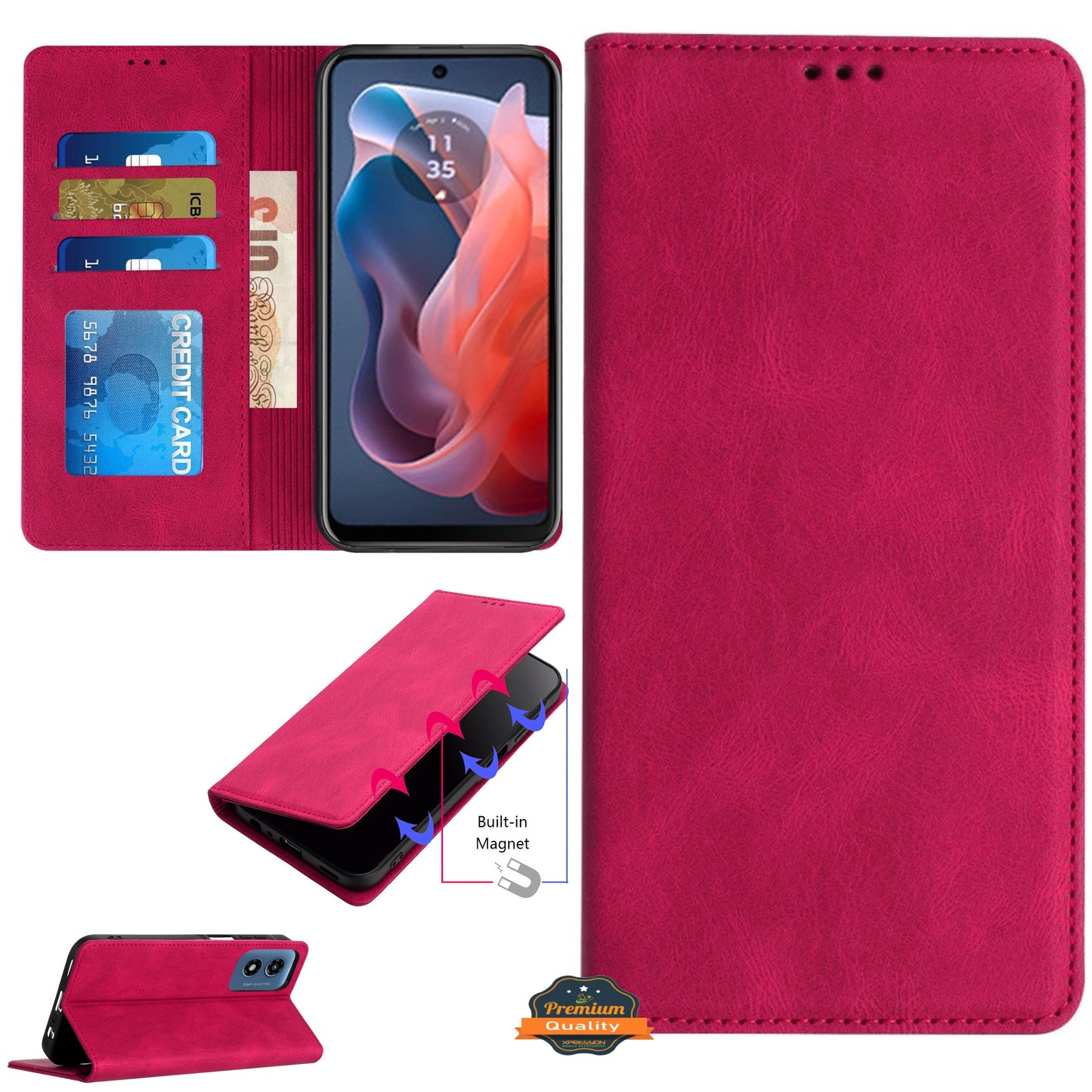 For Apple iPhone 16 Pro Max (6.9") Wallet Pouch with Credit Card Holder Flip Card Slots, Stand & Magnetic Closure PU Vegan Leather Case Cover