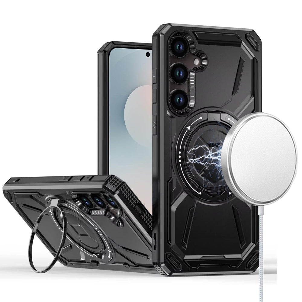 For Samsung Galaxy S26 Hybrid Magnetic Ring and 360° Rotational Kickstand with MagSafe Compatible, Military Grade Drop Protection Case Cover