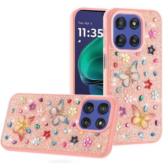 For Motorola Moto G Stylus 5G 2025 Diamond Butterfly 3D Glitter Bling Design, Slim Hybrid Sparkle Protective Cover TPU for Women Girls Case Cover