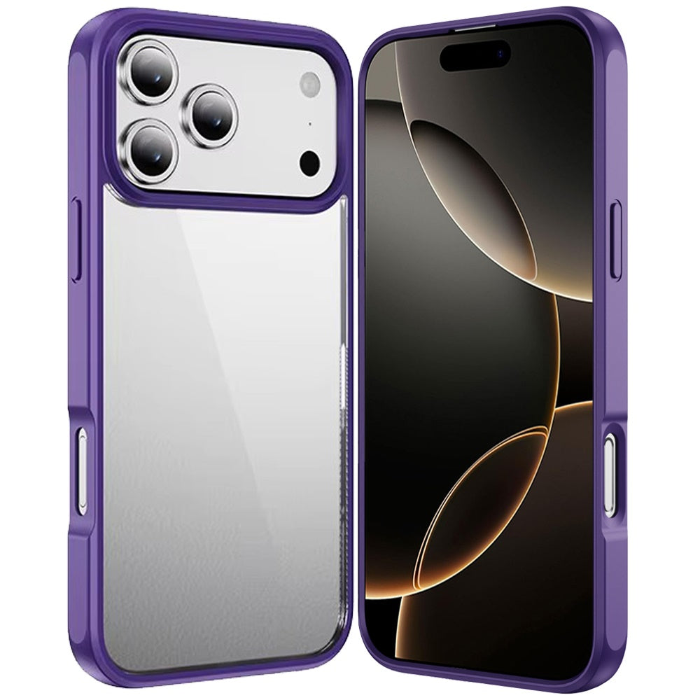For Apple iPhone 17 Pro Max Hybrid Transparent HQ Slim Shockproof Clear Protective Thick 2.0mm TPU Frame Case Cover Transparent Purple