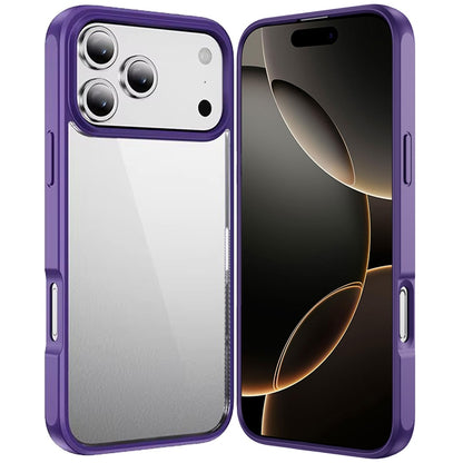 For Apple iPhone 17 Pro Max Hybrid Transparent HQ Slim Shockproof Clear Protective Thick 2.0mm TPU Frame Case Cover Transparent Purple