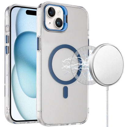 For Apple iPhone 16 Pro Max Transparent Hybrid Magnetic Circle with Camera Lens Kickstand, Shockproof Slim TPU PC Case Cover