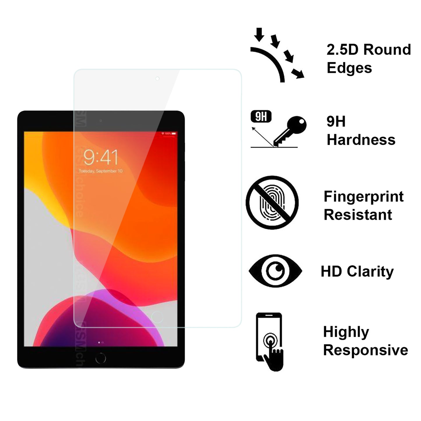 For Tempered Glass Screen Protector 9H Hardness, Touchpad Compatible, Case Friendly, Bubble Free, AB Glue, Ultra HD Clear Tablet Case Cover