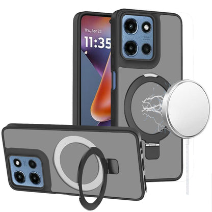 For Samsung Galaxy S25 Fan Edition /Galaxy S25 FE Magnetic Circle Back with Ring Stand Full Rotation Matte Hybrid Shockproof Case Cover