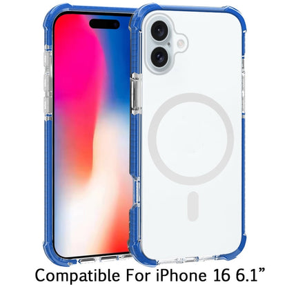 For iPhone 16 (6.1") Magnetic Acrylic Case Transparent Back, Rugged Colorful Frame, Shockproof Hybrid, MagSafe Compatible Case Cover Red