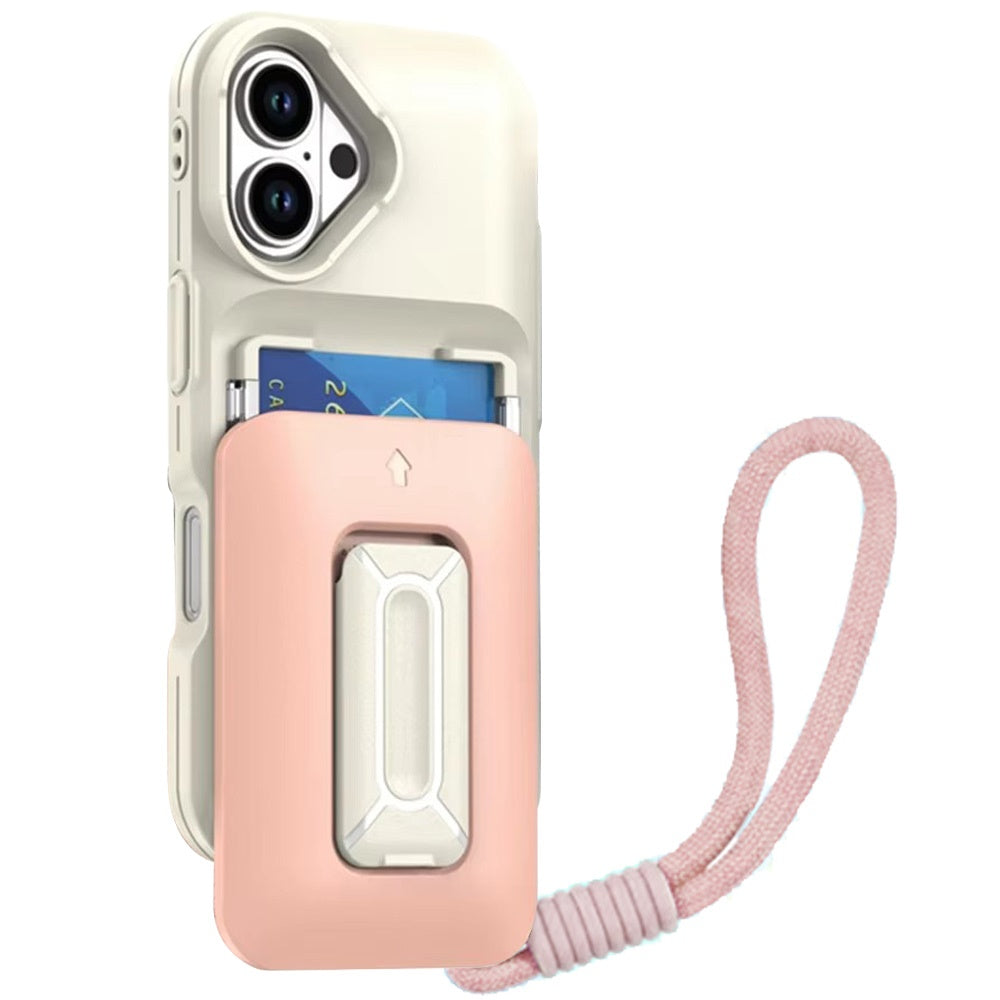 For Apple iPhone 17 Wallet Case with 2- Credit Card Holder, Wrist Strap & Kickstand Hybrid Shockproof TPU Case Cover