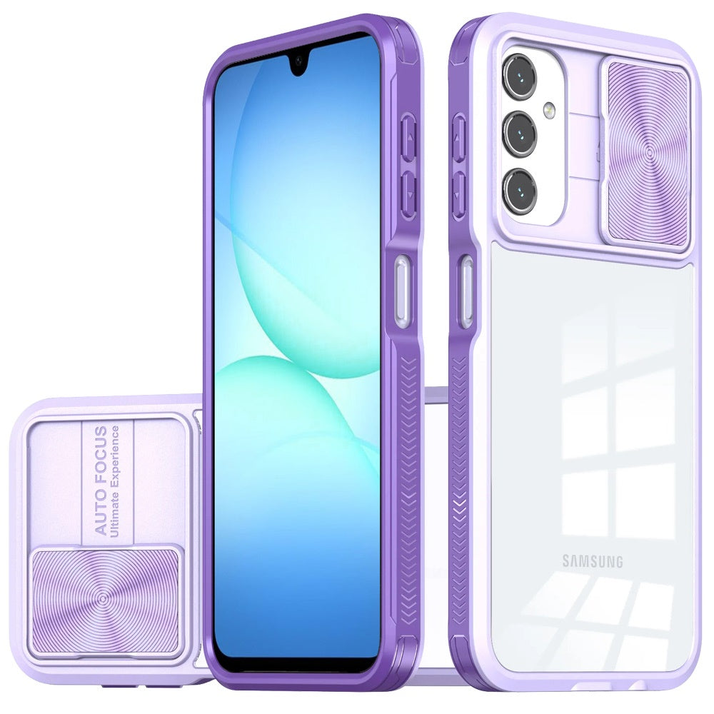 For Samsung Galaxy S25 Fan Edition /Galaxy S25 FE Hybrid Cases with Sliding Camera Cover Transparent Shockproof Bumper TPU Protective Case Cover Purple