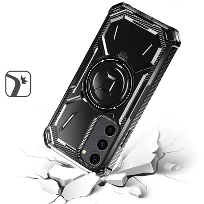 For Samsung Galaxy S21 Shockproof Hybrid Magnetic Ring Case - 360° Rotatable Stand with MagSafe Compatibility Case Cover Black