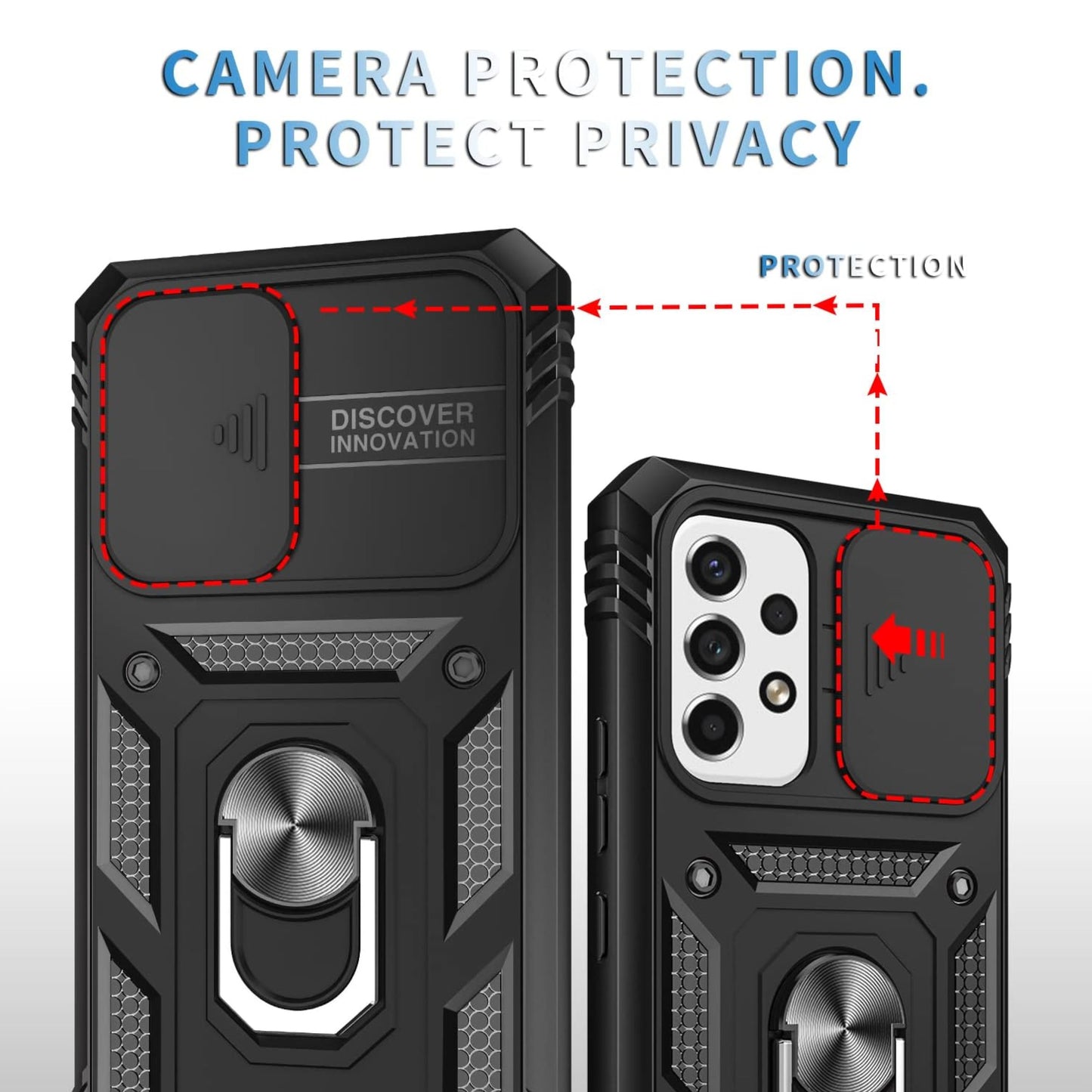 For Google Pixel 10A Hybrid Shockproof, Built-in Sliding Camera Lens Protection with Magnetic Finger Ring Stand Holder Case Cover