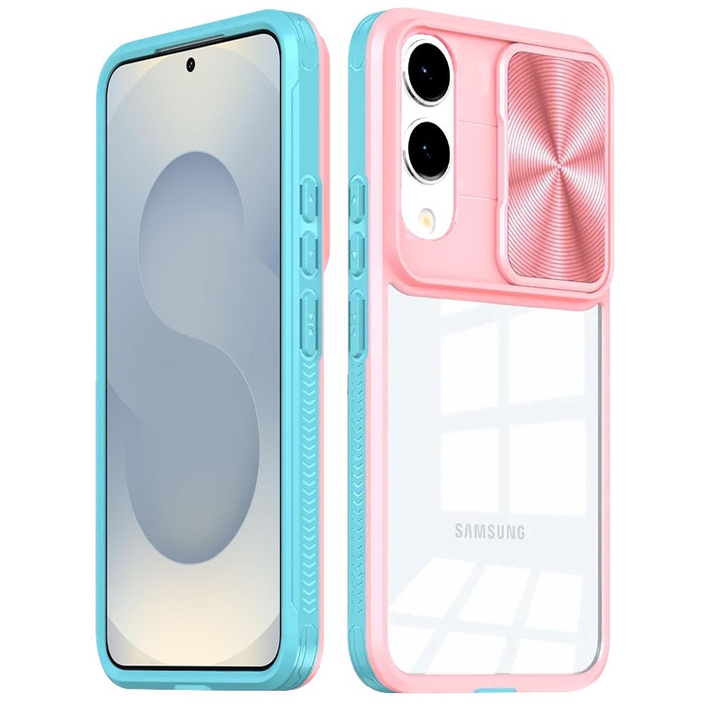 For Samsung Galaxy S25 EDGE Hybrid Cases with Sliding Camera Cover Transparent Shockproof Bumper TPU Protective Case Cover