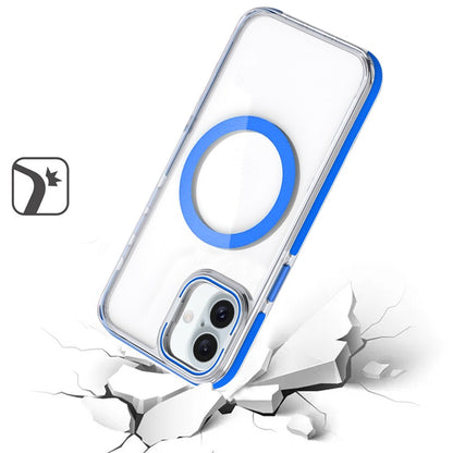For Apple iPhone 17 Hybrid Clear Back Case with Invisible Camera Bracket Stand, MagSafe Magnetic Circle, Shockproof Color Frame Case Cover