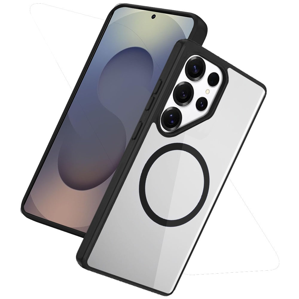 For Samsung Galaxy S25 Ultra Magnetic Circle HQ Transparent Clear TPU Thick 2.0mm Frame Hybrid Shockproof Protector Case Cover