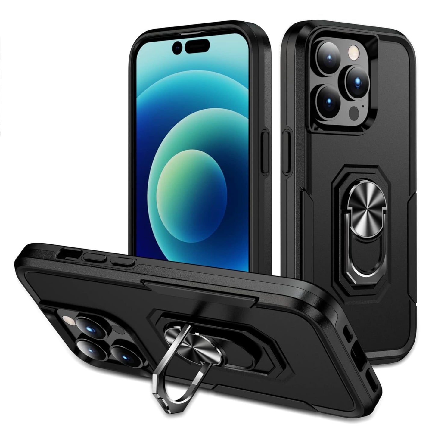 For Samsung Galaxy S24 FE /Fan Edition Military Grade Armor Heavy Shockproof Hybrid with Kickstand Built-in 360°Rotate Ring Stand Case Cover