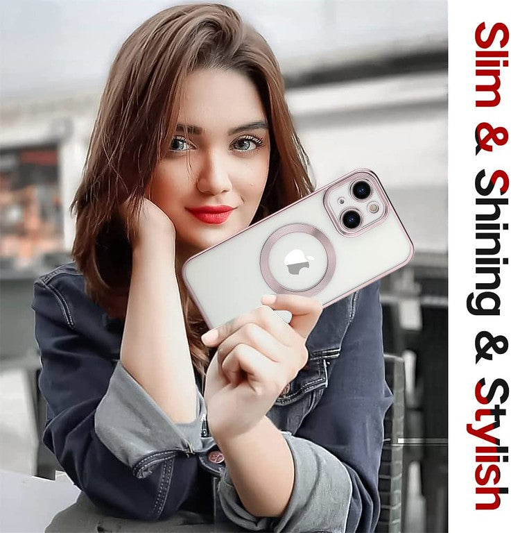 For Apple iPhone 17 AIR Clear Hybrid Case with Plating Chrome Frame, Camera Protection, MagSafe Compatible Case Cover