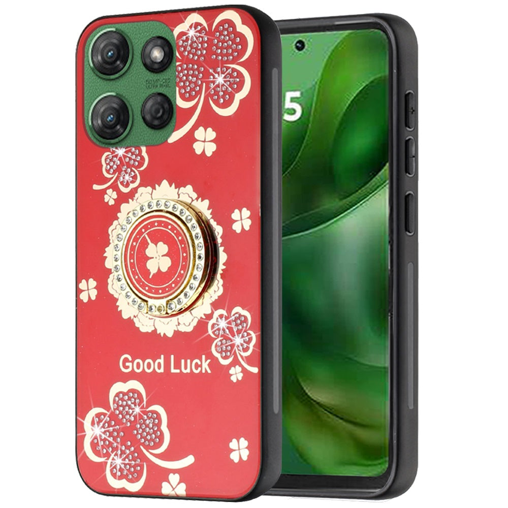 For Motorola Moto G Power 5G 2025 Diamonds 3D Fashion Bling Sparkly Glitter Ornaments Engraving Hybrid with Ring Stand Case Cover