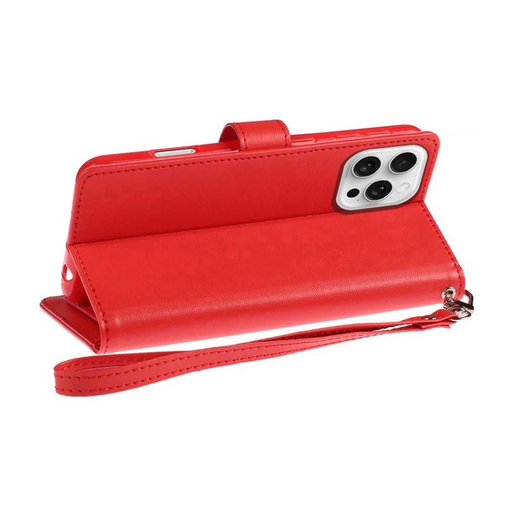 For iPhone 16 Pro Max (6.9") Wallet Cases PU Leather with Credit Card /ID /Cash Holder Slot Dual Flip Book Pouch, Stand and Strap Case Cover