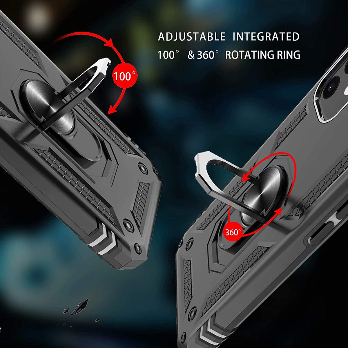 For Samsung Galaxy A37 5G Shockproof Hybrid Dual Layer PC + TPU with Metal Ring Kickstand Heavy Duty Armor Shell Case Cover