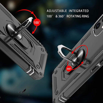 For Samsung Galaxy S26+ / S26 Plus Shockproof Hybrid Dual Layer PC + TPU with Metal Ring Kickstand Heavy Duty Armor Shell Case Cover Black