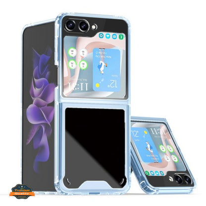For Samsung Galaxy Z Flip 7 Slim Hybrid Clear Hard PC + Rubber TPU Acrylic Back Bumper Shockproof Thin Protective Case Cover