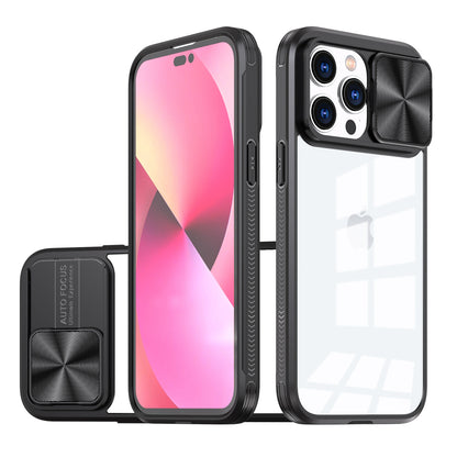 For Apple iPhone 11 Hybrid Cases with Sliding Camera Cover Transparent Shockproof Bumper TPU Protective Case Cover Pink/Blue