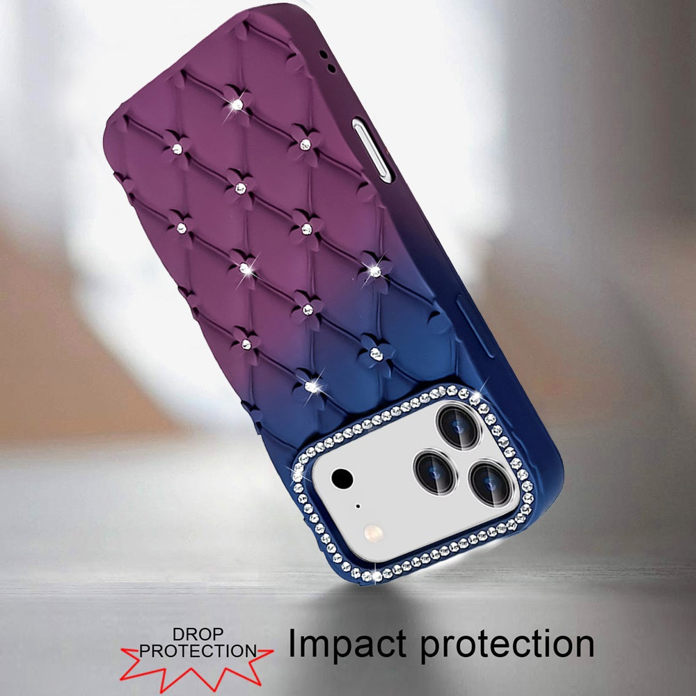Phone Case for Apple iPhone 17 Pro Max (6.9") Floral Glitter Shimmer Bling Hybrid Shockproof Anti Slip Thick TPU Protective Stylish Design Cover