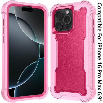 For iPhone 16 Pro Max (6.9") Tough Hybrid Case - Shockproof 3-in-1 Armor Full-Body Protection PC + TPU Rubber Bumper Frame Case Cover