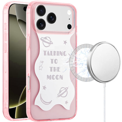 For Apple iPhone 17 AIR Stylish Pattern Fashion IMD Printed Design TPU Double Layer Slim Shockproof with Magnetic Back Case Cover Talking to the moon