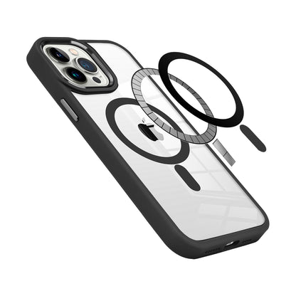 For Apple iPhone 12 Pro Max Magnetic Circle Hybrid 2mm Shock Protection Durable Grip Color Button Design for Ultra Series Case Cover Black