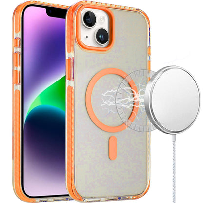 Phone Case for Apple iPhone 14/13 MagSafe Magnetic Transparent Hybrid Shockproof Clear Color Match Durable Grip Hard TPU Slim Protective Cover Cosmic Orange