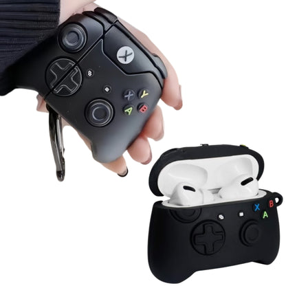 For Airpods Pro 3 Hybrid Cute 3D Fun Design Silicone Skin Cartoon Animal with Keychain Buckle Holder Rubber TPU Soft Case Cover Game Console Black