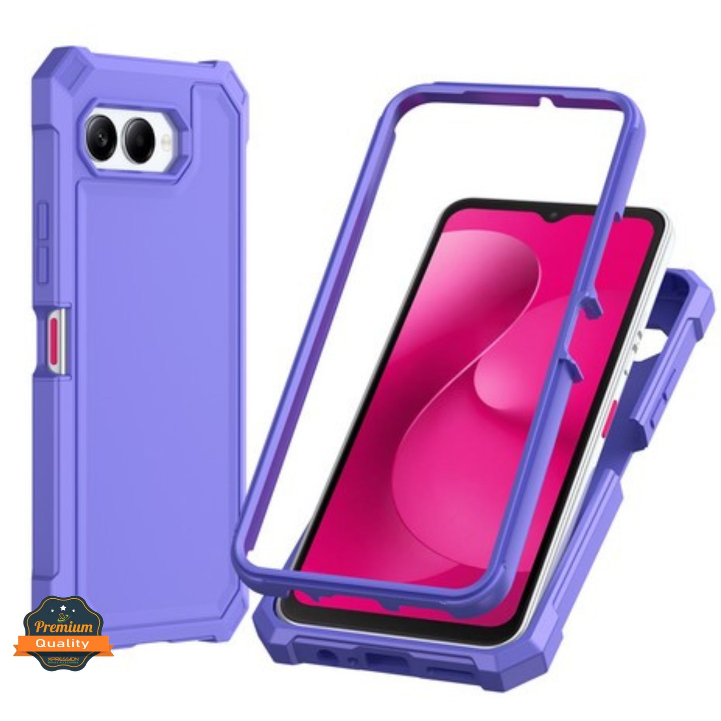 For T-Mobile Revvl 8 Full-Body Dual Layer Hybrid Case Slim, Drop-Proof TPU Hard PC, Durable Corner Front Bumper Protector Case Cover