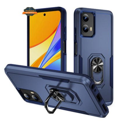 For Motorola Moto G 5G 2025 Heavy Duty Rugged Hybrid, Dual-Layer Shockproof Protection with Magnetic Ring Stand Holder Case Cover