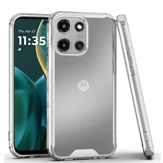For Motorola Moto G Stylus 5G 2025 Clear Colored Shockproof Transparent Hard PC + Rubber TPU Hybrid Bumper Shell Slim Protective Case Cover Clear