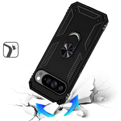 For Google Pixel 10 /Pixel 10 Pro Hybrid Shockproof Durable 360 Degree Rotatable Ring Stand Holder Kickstand Fit Magnetic Car Mount Case Cover