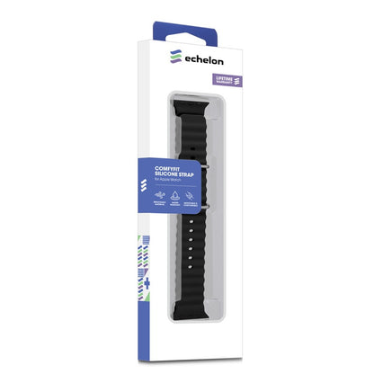 echelon ComfyFit Silicone Strap for Apple Watch Series 9 45mm/Watch Series 10 46mm / Watch SE (2022) 44mm - Black, Apple Watch Accessories