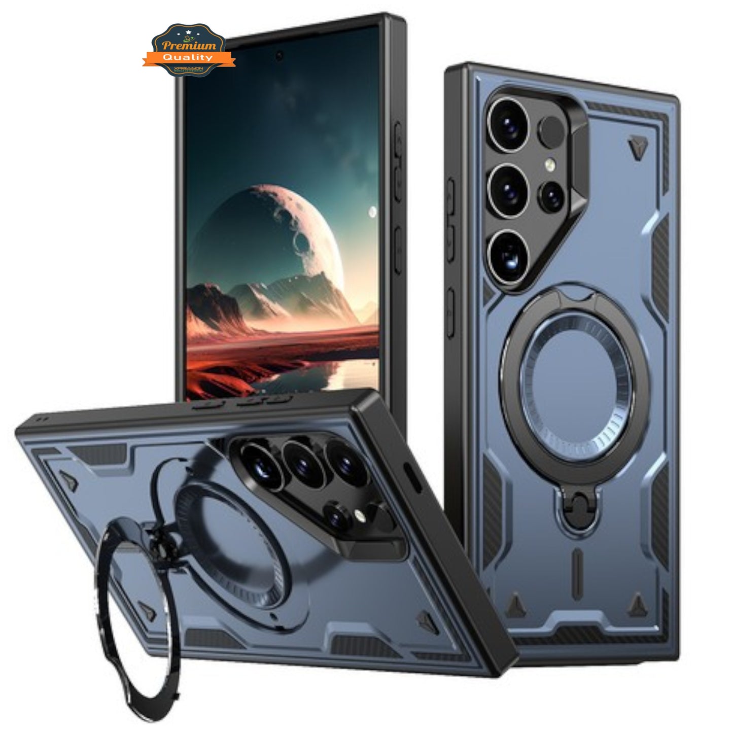 For Samsung Galaxy S25 /S24 Ring Holder Military-Grade Shockproof, Magnetic Kickstand, Large Twisting Compatible with MagSafe Case Cover