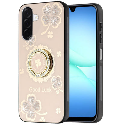 For Samsung Galaxy A17 5G Diamonds 3D Fashion Bling Sparkly Glitter Ornaments Engraving Hybrid with Ring Stand Case Cover