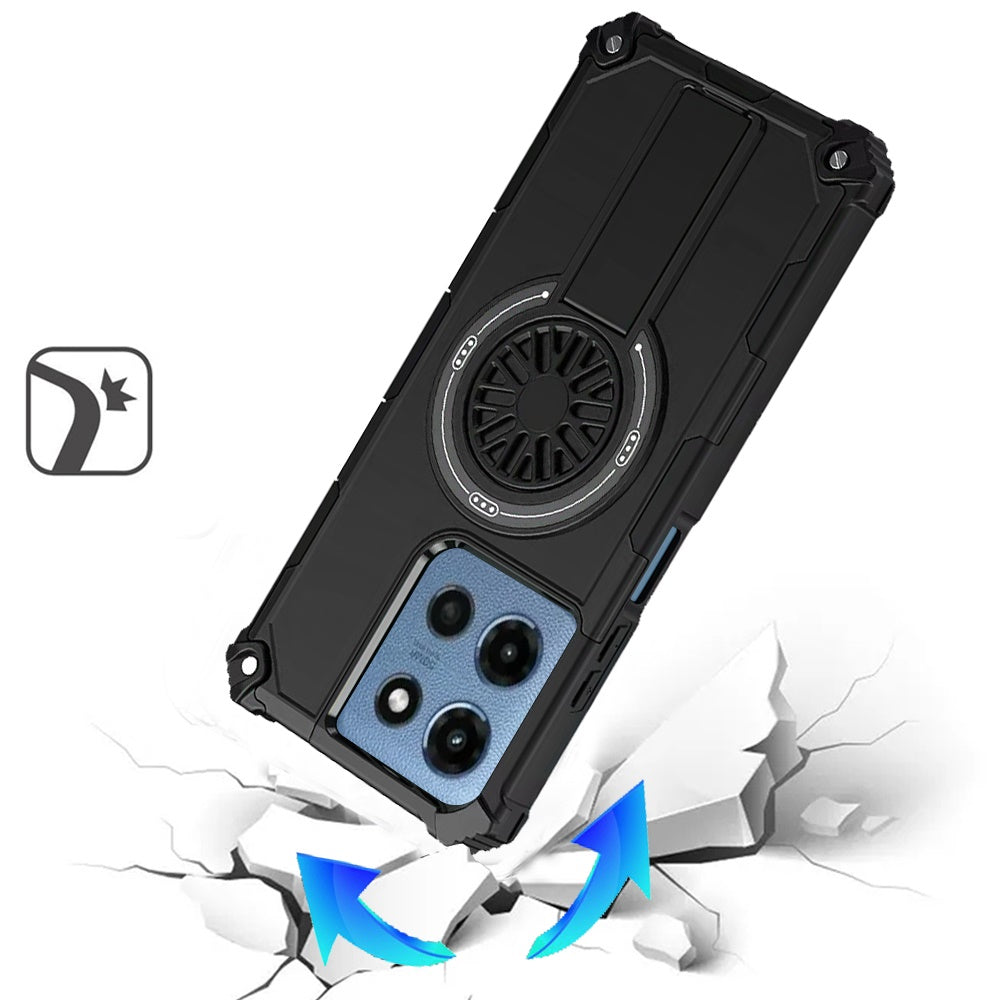 For Motorola Moto G Play 5G 2026 Texture Design Invisible Kickstand Case, MagSafe Compatible Hybrid Shockproof Cover, Car Mount Friendly Case Cover
