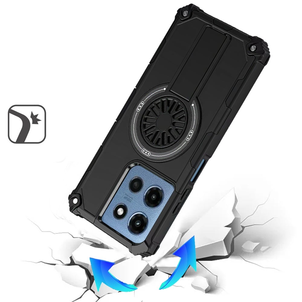 For Motorola Moto G Play 5G 2026 Texture Design Invisible Kickstand Case, MagSafe Compatible Hybrid Shockproof Cover, Car Mount Friendly Case Cover