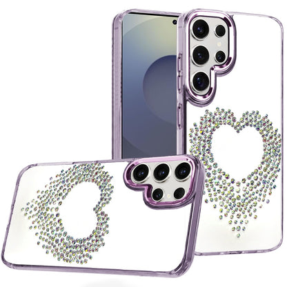 For Samsung Galaxy S26 Angel Hearts Bling Glitter Diamond Hybrid TPU Cover, Colorful Frame Shockproof Protective Back Case Cover