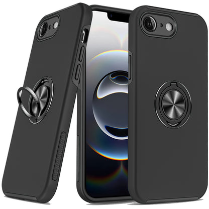 For Apple iPhone 17E /16E Hybrid 360 Degree Rotatable Metal Invisible Ring Stand Holder Slim Fit Magnetic Car Mount Shockproof Case Cover