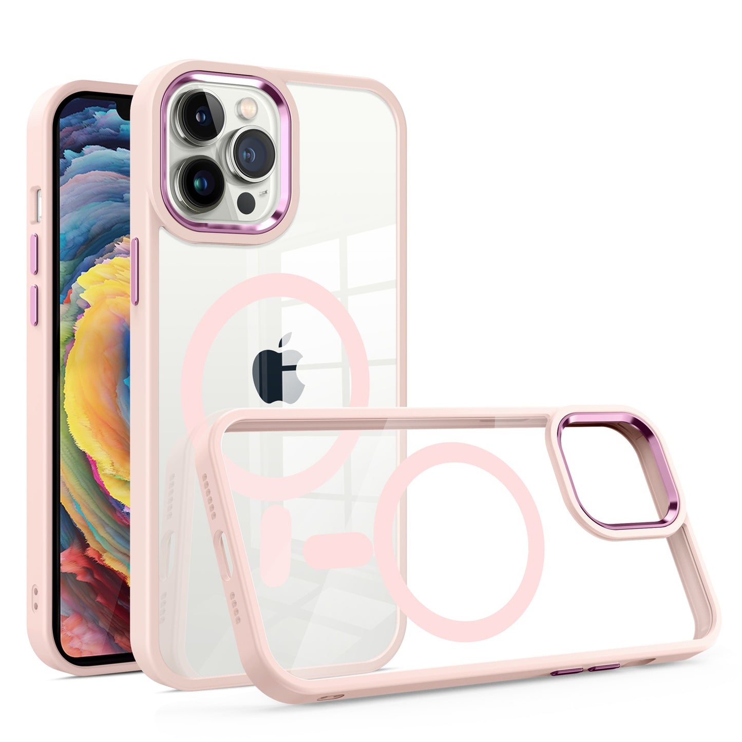 For Apple iPhone 11 Pro Max MagSafe Compatible Transparent Greatest Clear Acrylic with Color Frame Thick Hybrid TPU Hard Case Cover Light Blue