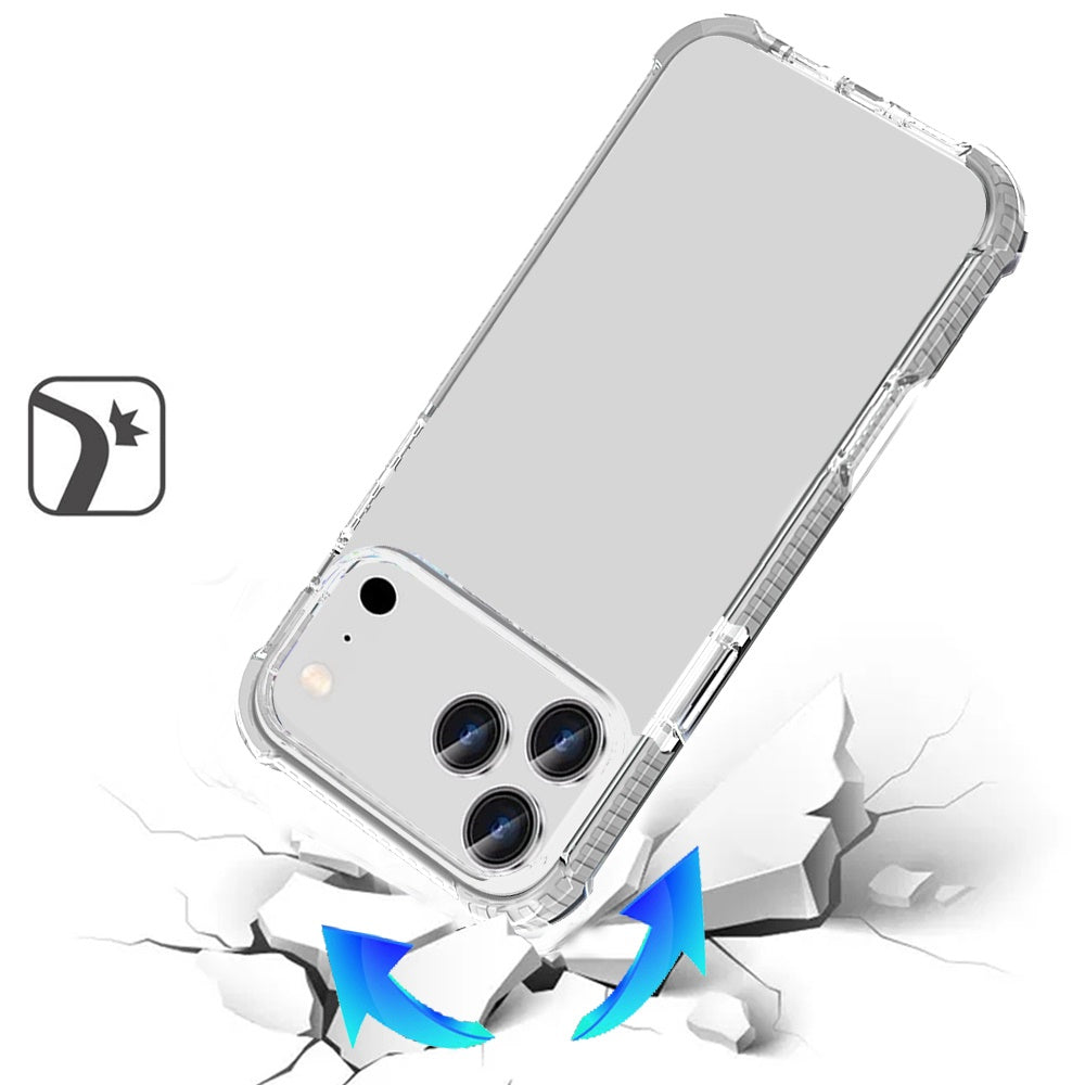 For Apple iPhone 17 Pro Max Hybrid Transparent Acrylic Rubber Gummy Hard PC Silicone TPU Color Bumper Frame Shockproof Case Cover Clear / White