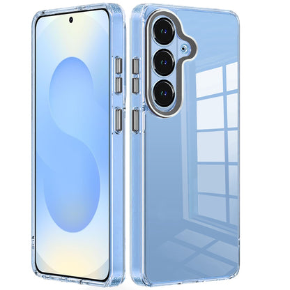 For Samsung Galaxy S23+ / S23 Plus Transparent Clear Hybrid with Matching Metal Buttons and Camera Protection Hard PC + TPU Rubber Case Cover Black